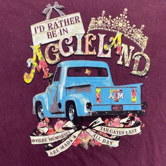 A&M Aggie Land University Tee Thrifted Vintage Style Size L - Picture 9 of 11